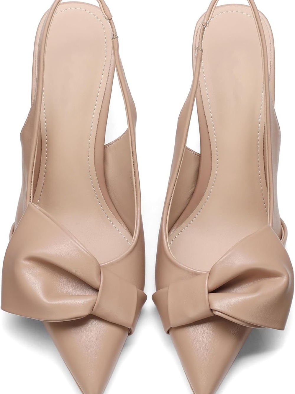 Amazon Blush Pink Bow Pointed-Toe Slide Heels - Picture 3 of 6